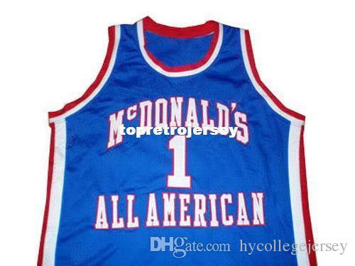 Cheap Mens TRACY #1 McGRADY McDONALD ALL AMERICAN NEW BLUE ANY SIZE XS - 5XL Retro Basketball Jerseys