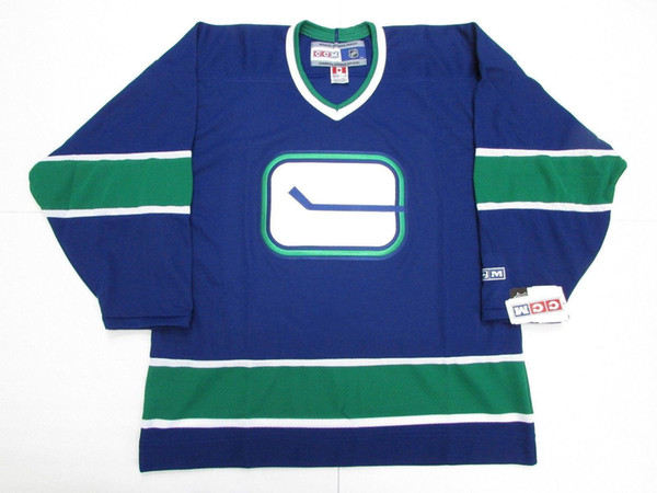 Cheap custom VANCOUVER CANUCKS HOCKEY STICK VINTAGE CCM HOCKEY JERSEY stitch add any number any name Mens Hockey Jersey XS-6XL