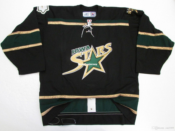 Cheap custom IOWA STARS AHL BLACK PRO 6100 HOCKEY JERSEY stitch add any number any name Mens Hockey Jersey XS-6XL