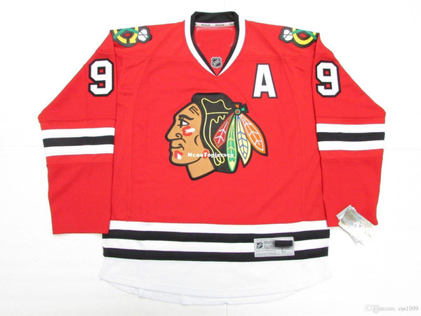 Cheap custom #9 BOBBY HULL CHICAGO BLACKHAWKS HOME PREMIER HOCKEY JERSEY stitch add any number any name Mens Hockey Jersey XS-6XL