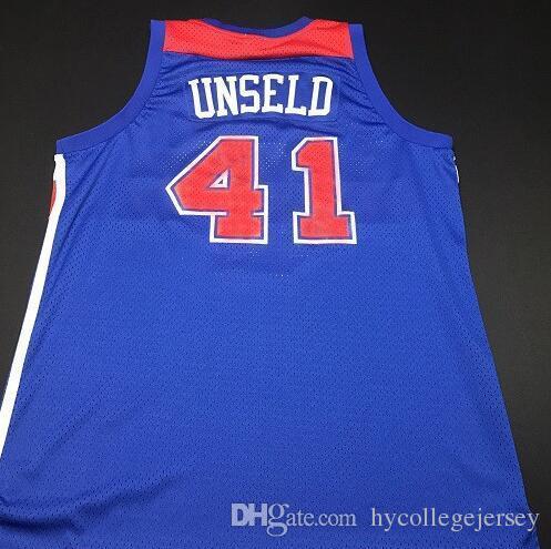 cheap Wes Unseld #41 BASKETBALL Jersey SEWN NEW Mens Blue Stitched Basketball Jerseys