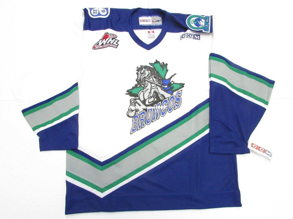 Cheap custom SWIFT CURRENT BRONCOS WHL VINTAGE CCM HOCKEY JERSEY stitch add any number any name Mens Hockey Jersey XS-6XL