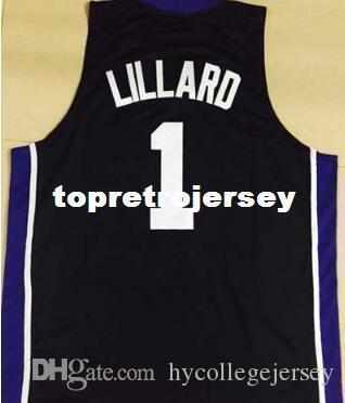 high quality #1 DAMIAN Lillard HIGH SCHOOLjerseys vest T-shirt Men's Stitched Purple black white JERSEY high quality embroidery Jerseys