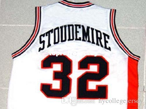 Cheap Mens AMARE #32 STOUDEMIRE LAKE WALES HIGH SCHOOL JERSEY AMAR'E WHITE ANY SIZE XS - 5XL Retro Basketball Jerseys