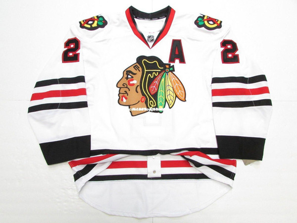 Cheap custom #2 DUNCAN KEITH CHICAGO BLACKHAWKS AWAY EDGE 2.0 7287 JERSEY stitch add any number any name Mens Hockey Jersey XS-6XL