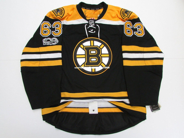 Cheap custom #63 MARCHAND BOSTON BRUINS 100th ANNIVERSARY EDGE 2.0 7287 JERSEY stitch add any number any name Mens Hockey Jersey XS-6XL