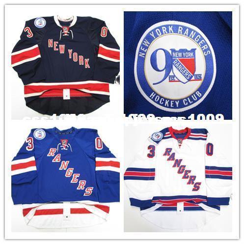 Cheap custom #30 Henrik Lundqvist NEW YORK RANGERS 90th ANNIVERSARY JERSEY stitch add any number any name Mens Hockey Jersey XS-6XL