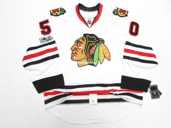 Cheap custom #50 CRAWFORD CHICAGO BLACKHAWKS AWAY 100th ANNIVERSARY JERSEY stitch add any number any name Mens Hockey Jersey XS-6XL