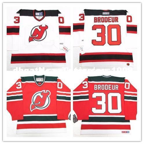 Cheap custom #30 MARTIN BRODEUR NEW JERSEY DEVILS VINTAGE CCM White RED GREEN HOCKEY JERSEY Mens Personalized stitching jerseys