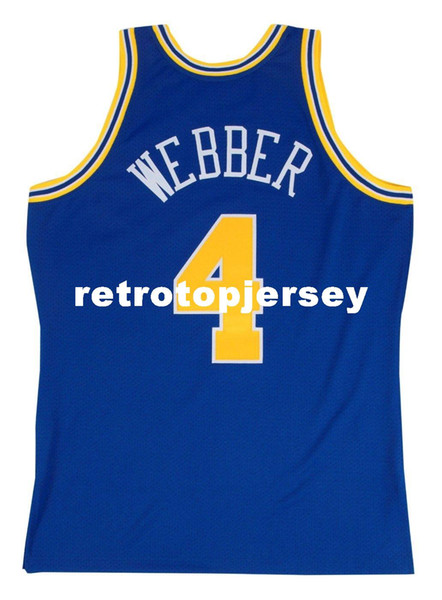 Chris Webber #4 Sewn Mitchell & Ness '96 Blue high quality Jersey Mens Vest Top Size XS-6XL Stitched basketball Jerseys Ncaa