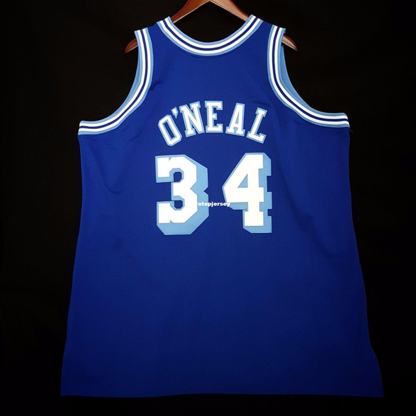 100% Stitched Shaquille O'Neal #34 Mitchell Ness wholesale Blue Jersey kobe Mens Vest Size XS-6XL Stitched basketball Jerseys Ncaa