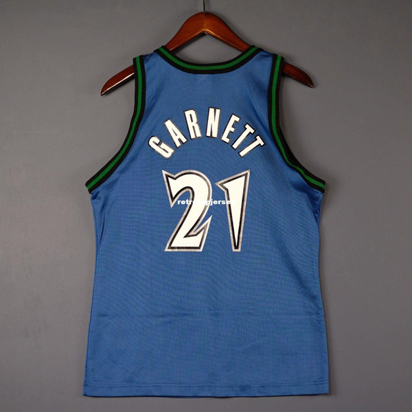 100% Stitched #21 Kevin Garnett Champion Jersey Mens blue Vest Size XS-6XL Stitched basketball Jerseys Ncaa