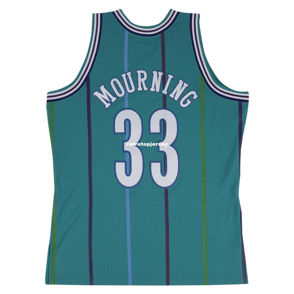 ALONZO MOURNING #33 Sewn HORSewn high quality HWC Vintage Green TEAL Top JERSEY Mens Vest Size XS-6XL Stitched basketball Jerseys Ncaa