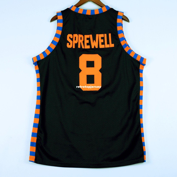 100% Stitched #8 Latrell Sprewell Sewn HWC Black Jersey Mens Vest Size XS-6XL Stitched basketball Jerseys Ncaa