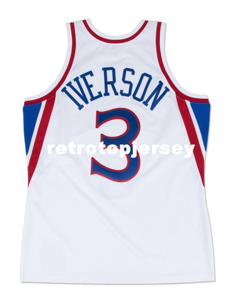 Allen Iverson #3 Sewn Mitchell & Ness Top 1996 Home high quality white Jersey Mens Vest Top Size XS-6XL Stitched basketball Jerseys Ncaa