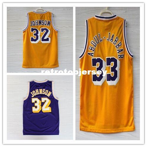 New Mens #33 Kareem Abdul Jabbar #32 JohnsonTop Basketball Jersey US Size XS-6XL Stitched Best Quality vest Jerseys Ncaa