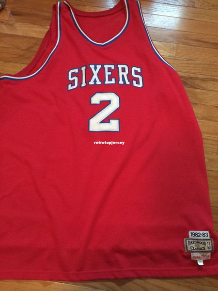 100% Top Moses Malone #2 Mitchell Ness Sewn Jersey iverson Mens Vest Size XS-6XL Stitched basketball Jerseys Ncaa