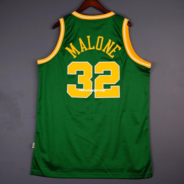 100% Stitched Karl Malone #32 Soul HWC Green Sewn Jersey Mens Vest Size XS-6XL Stitched basketball Jerseys Ncaa