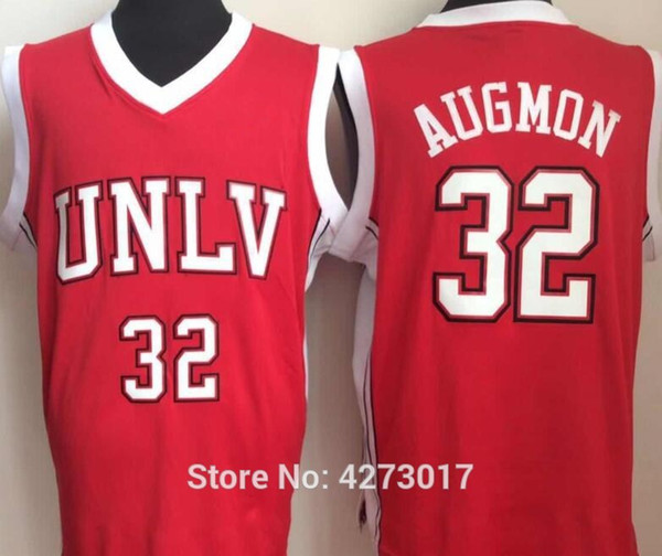 University of Nevada Las Vegas 32 Stacey Augmon Jersey Men College UNLV Basketball Jerseys Red White Stitched Hot Sale Ncaa