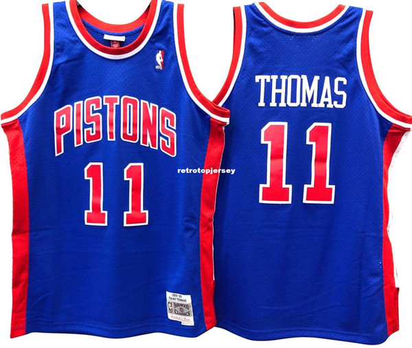 ISIAH THOMAS #11 Sewn Blue high quality Retro Vintage Top JERSEY Mens Vest Size XS-6XL Stitched basketball Jerseys Ncaa