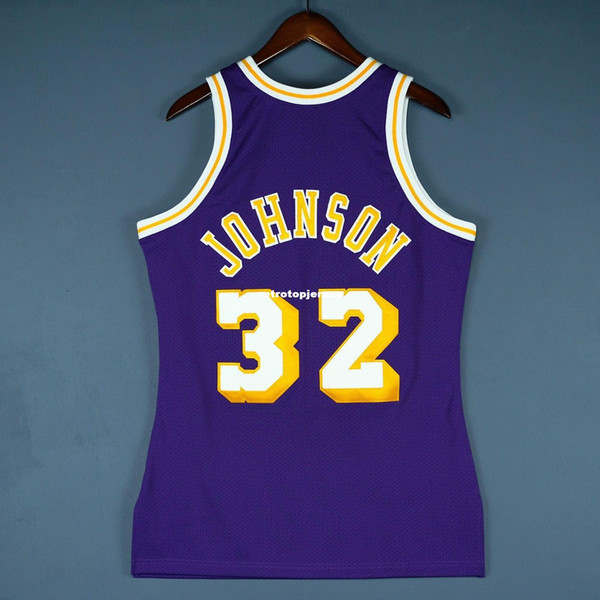 100% Stitched #32 Johnson Mitchell & Ness wholesale Jersey Purple Mens Vest Size XS-6XL Stitched basketball Jerseys Ncaa