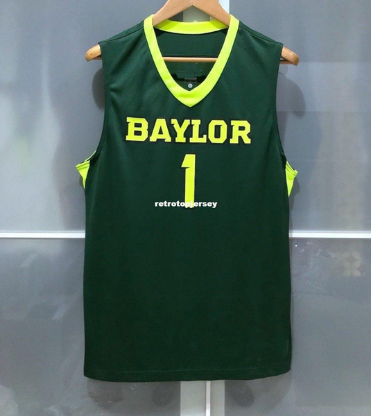 Cheap wholesale BAYLOR BEARS #1 MENS BASKETBALL GAME JERSEY GREEN NEON T-shirt vest Stitched Basketball jerseys Ncaa