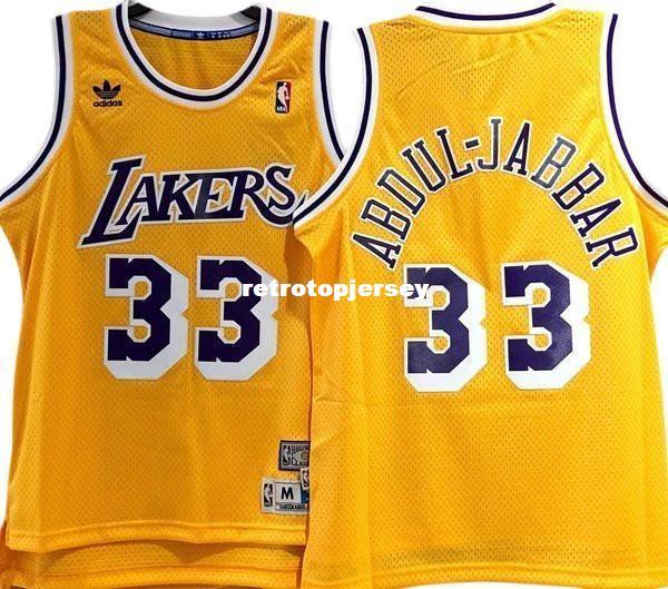 KAREEM ABDUL-JABBAR LA Sewn high quality Yellow Retro Vintage Top JERSEY Mens Vest Size XS-6XL Stitched basketball Jerseys Ncaa