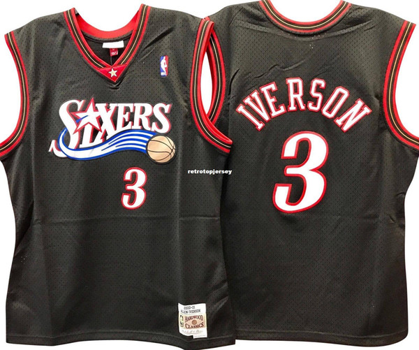 ALLEN IVERSON #3 Black Sewn high quality Retro Vintage Top JERSEY Mens Vest Size XS-6XL Stitched basketball Jerseys Ncaa