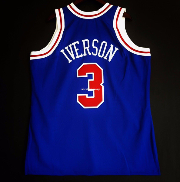 Mitchell & Ness Allen Iverson wholesale blue 3# Jersey Mens Vest Size XS-6XL Stitched basketball Jerseys Ncaa