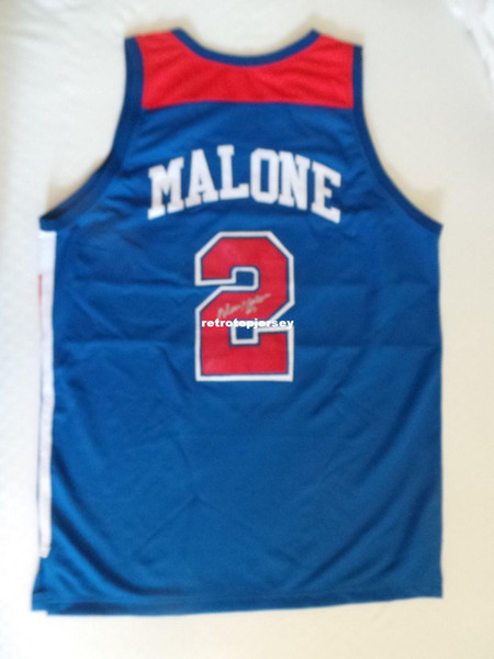 Sewn Bullets Top #2 Moses Malone Jersey made in signed autographed Mens Vest Size XS-6XL Stitched basketball Jerseys Ncaa