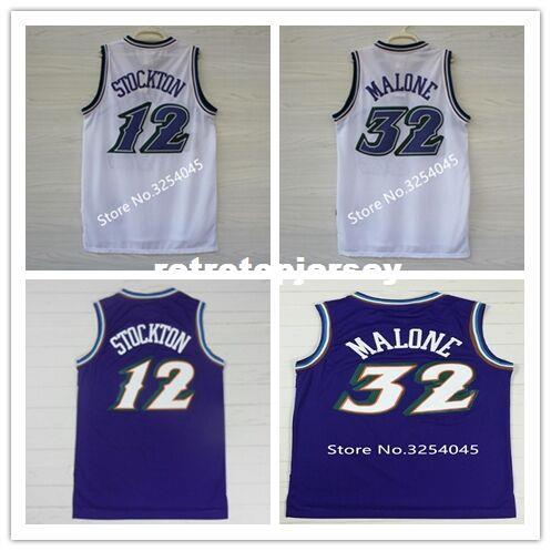 2019 New #12 John Stockton #32 Karl Malone Top Basketball Jersey Stitched Top Quality vest Jerseys Ncaa