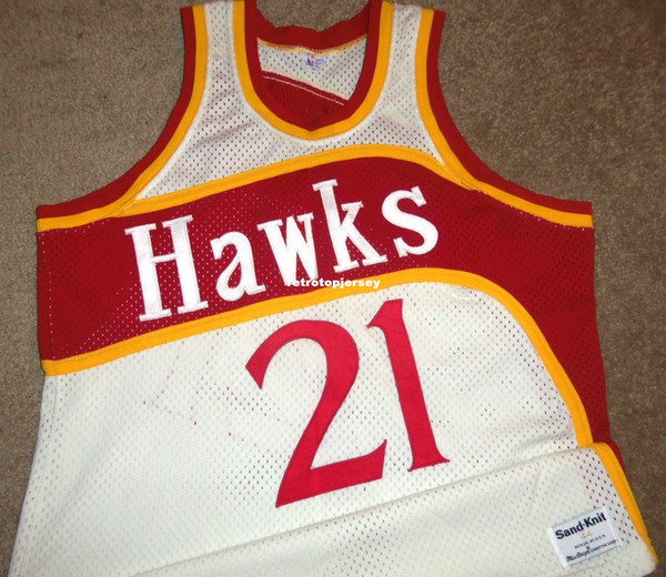 New Top 80's DOMINIQUE WILKINS #21 SAND-KNIT JERSEY SEWN! Mens Vest Size XS-6XL Stitched basketball Jerseys Ncaa