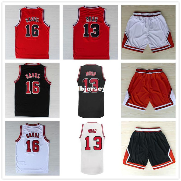 Pau Gasol #16 Joakim Noah #13 Basketball Jersey, Top Quality Stitched logos Men's Basketball Jersey Black Red And White Ncaa College