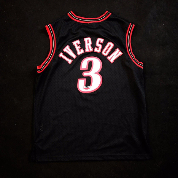 100% Stitched Allen Iverson #3 wholesale Sewn black Jersey Mens Vest Size XS-6XL Stitched basketball Jerseys Ncaa