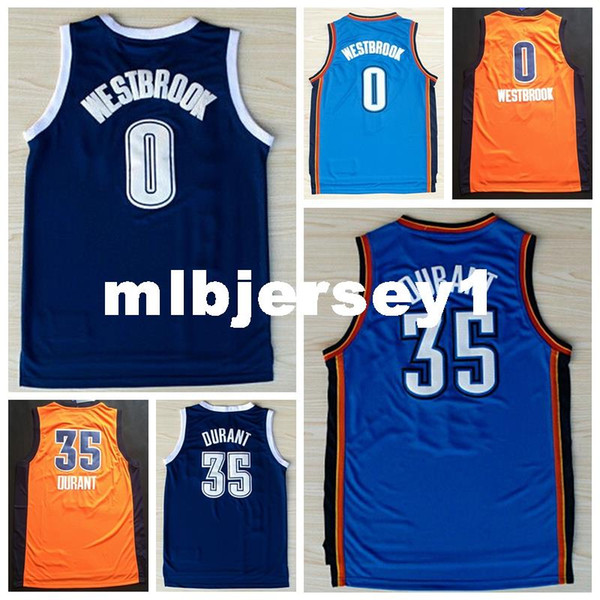 Men #0 RW Jersey,100% Stitched Wholesale Cheap High Quality #35 KD Jersey,Orange Blue Basketball Jersey Ncaa College