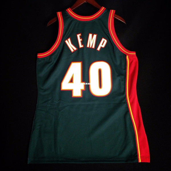 100% Stitched Shawn Kemp Mitchell & Ness Sewn Jersey #40 Green Mens Medium Mens Vest Size XS-6XL Stitched basketball Jerseys Ncaa
