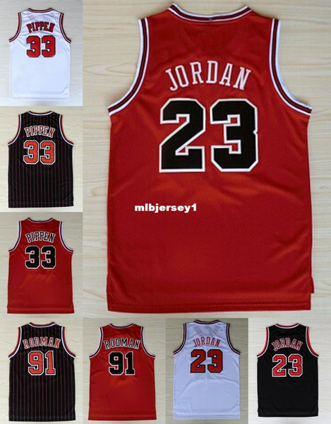 Cheap #33 Scottie Pippen jersey 91 Dennis Rodman Red Black White Retro Basketball Jersey Embroidery Logos Ncaa College