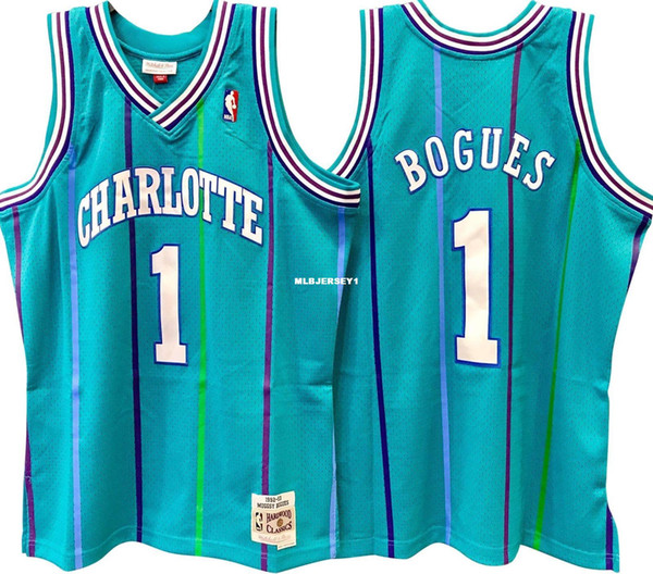 MUGGSY BOGUES #1 Green Sewn HORSewn high quality Retro Vintage Top JERSEY Mens Vest Size XS-6XL Stitched basketball Jerseys Ncaa