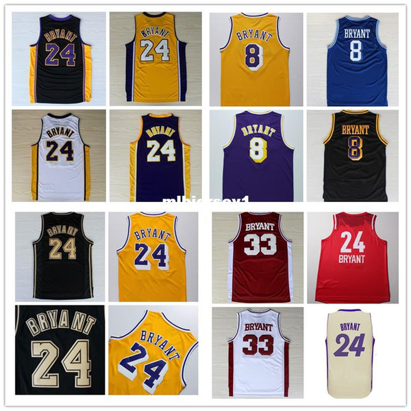 High Quality Basketball Jersey, Men's #24 8 Retro Basketball Jersey Stitched Logos All Style Freeshipping Ncaa College