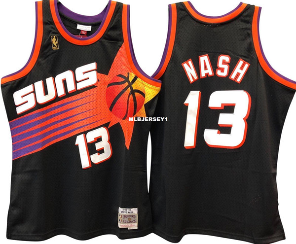 STEVE NASH #13 Sewn high quality Retro black Vintage Top JERSEY Mens Vest Size XS-6XL Stitched basketball Jerseys Ncaa