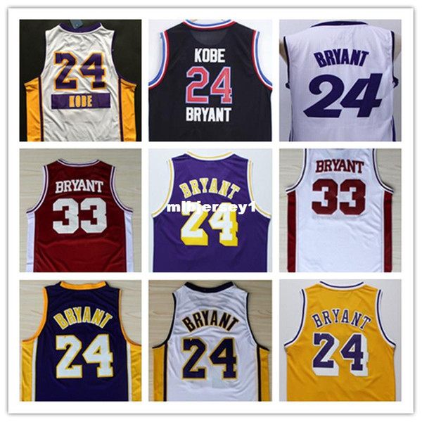 kb 24 Basketball Jersey,Stitched Mens New KB 33 Jersey Black Purple White Gray Yellow Jersey Size:S-XXL Ncaa College