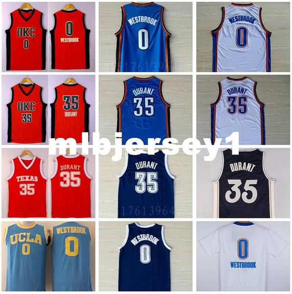 KD 35 Basketball Jerseys College Retro Christmas 0 RW Jersey Men's Fashion Navy Blue Orange White Ncaa College