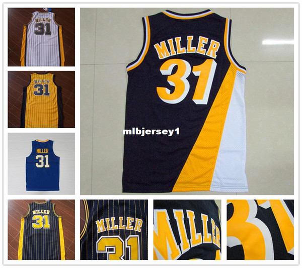 Men's Basketball Jersey blue black yellow #31 Miller Jerseys Mesh Embroidery logo Retro sport shirt Accept custom Ncaa College