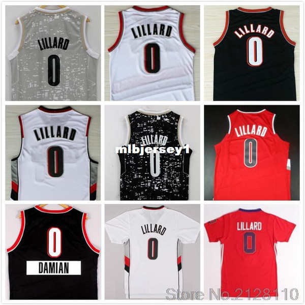 Cheap Men's #0 Lillard Jersey Black Red White With Basketball Jerseys Embroidery logos Size S-XXL Ncaa College