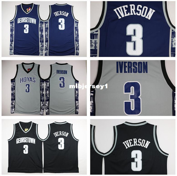 Georgetown Hoyas College 3 AI Jersey University Tean Black Blue Gray AI Basketball Jerseys Shirt Uniform Ncaa College