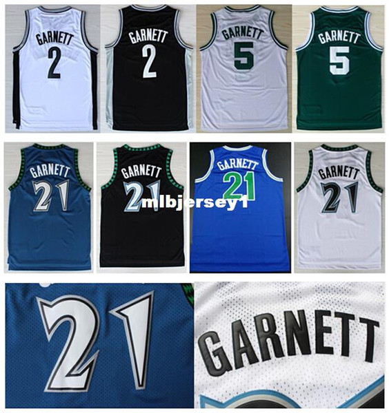 High Quality Stitched #21 Kevin Garnett Jerseys Black Blue White Basketball Jerseys Embroidery Logos Retro Cheap Ncaa College