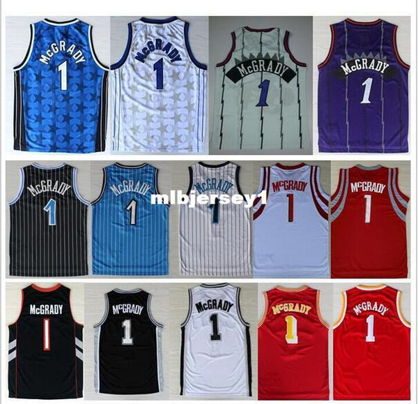 McGrady Jersey #1 Retro White Purple Black Red Blue Star Cheap Retro Basketball jerseys High Quality Ncaa College
