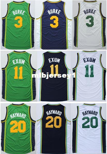 Cheap Men's Gordon Hayward Jersey White Green Blue Stitched #3 Trey Burke #11 Dante Exum Basketball Jerseys Free Shipping Ncaa College