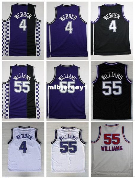 Wholesale Best Quality #55 Williams Jersey chris webber Jersey Black Purple White Retro Retro Basketball Jersey Ncaa College