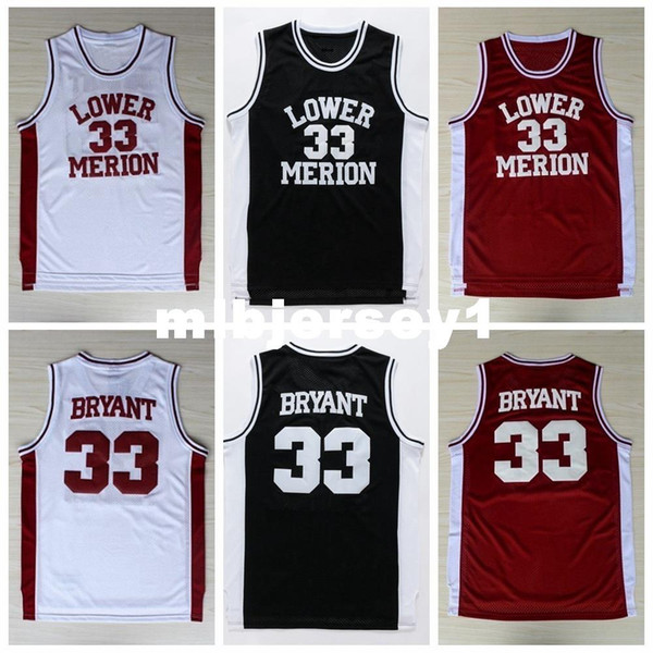 KB Lower Merion High School Jersey, Lower Merion 33 K B High School White Red Black Retro Basketball Jersey Ncaa College